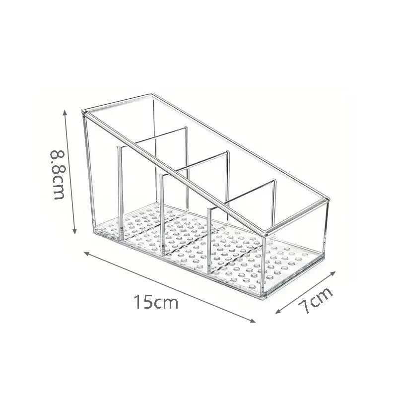 4-Grid Desktop Organizer – Remote Control, Phone & TV Holder, Desk Storage Box for Cosmetics, Brushes, and Office Supplies