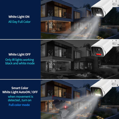 4K 8MP IP Camera with Audio - Outdoor POE H.265, Onvif Metal Bullet CCTV, 4MP Color Night Vision Security Camera for Home
