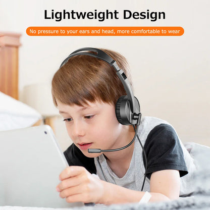Lenovo Lecoo HT106 Wired Headset – 3.5mm Head-Mounted with Adjustable Mic for Calls, Online Teaching & Web Conferences