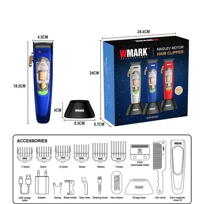 WMARK NG-9004 Professional Hair Clipper for Men – 10000 RPM Maglev Motor, DLC Hair Cutting Machine with Base Charger