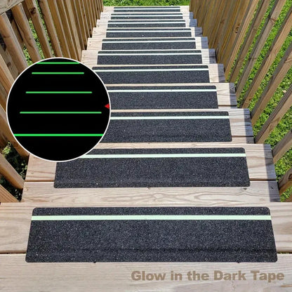 Glow in the Dark Anti-Slip Traction Tape Green Stripe Abrasive Adhesive Stair Tread Safety Grip Tape for Indoor & Outdoor Use