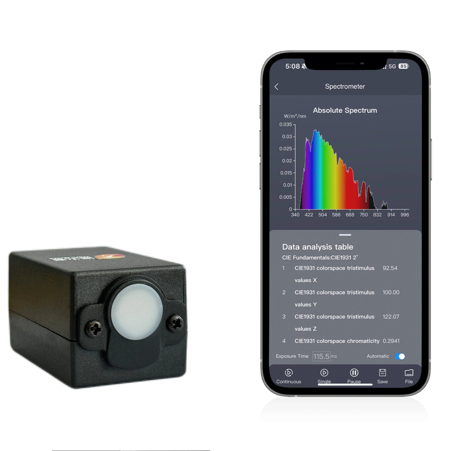 Portable Handheld Spectrometer - 340–1000nm Spectrum Analyzer for CCT, CRI & LUX LED Testing