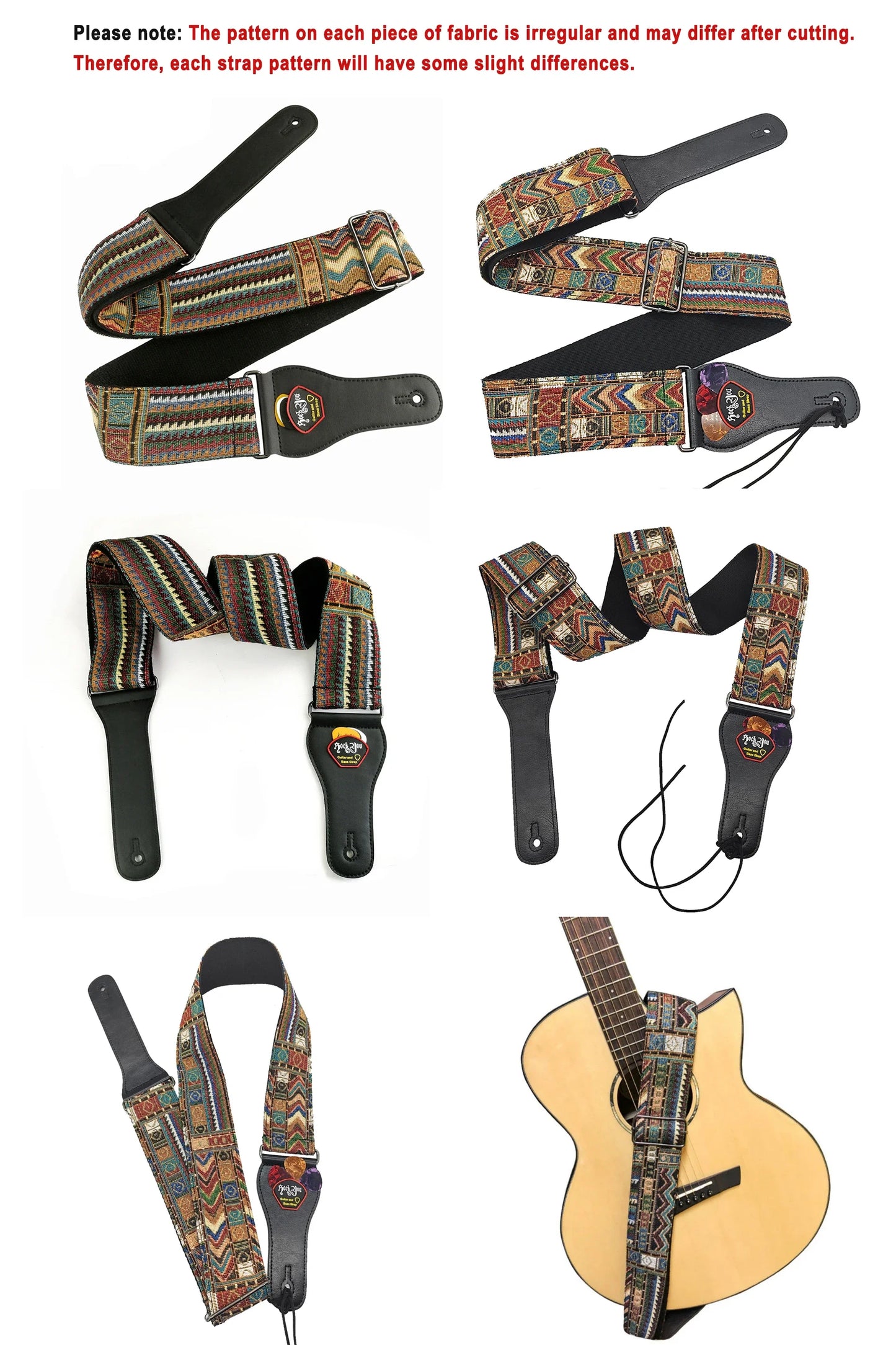 High-Quality Cotton Guitar Strap – Adjustable Length, 6.2cm Wide for Acoustic Guitar & Electric Bass