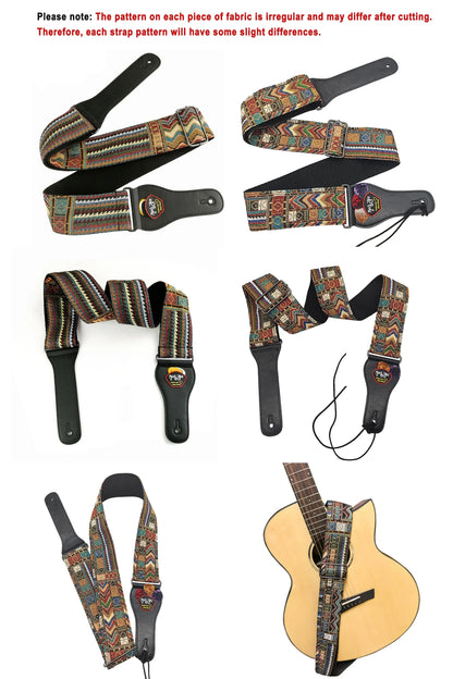 New High-Quality Cotton Guitar Strap – Adjustable Length, 6.2cm Wide for Acoustic & Electric Bass Guitars