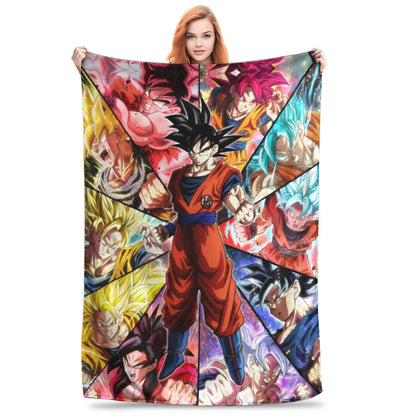 Dragon Ball Z Anime Blanket – Goku Flannel Throw for Bed & Sofa, Warm Cozy DBZ Blanket for Spring & Autumn