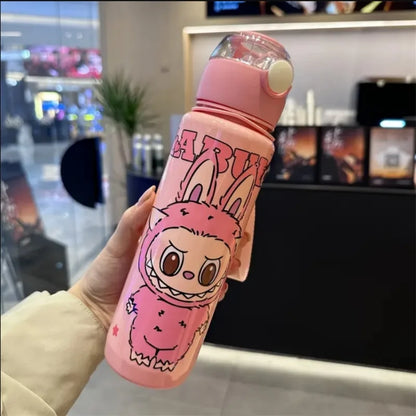 BPA-Free Cartoon Water Bottle with Straw — Leak-Proof Portable Bottle for Sports, Fitness & Travel