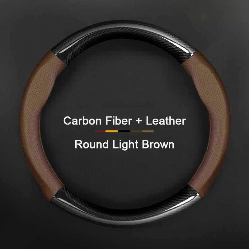 Hyundai Carbon-Fiber Leather Steering Wheel Cover — Fits i20/i30/i40/ix25/ix35/ix55/Elantra/Tucson/Sonata/Solaris/Palisade/Nexo
