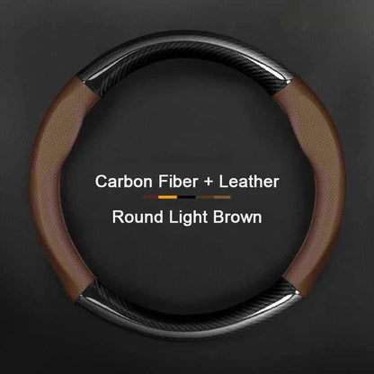 Hyundai Carbon-Fiber Leather Steering Wheel Cover — Fits i20/i30/i40/ix25/ix35/ix55/Elantra/Tucson/Sonata/Solaris/Palisade/Nexo