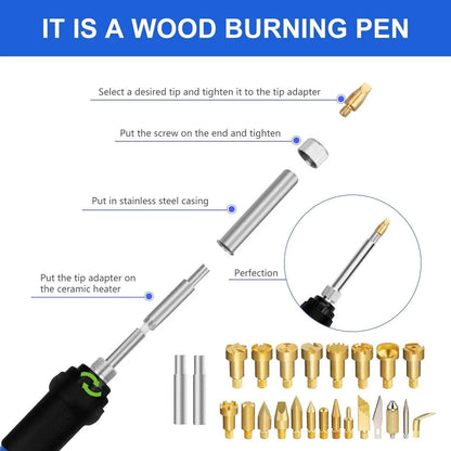 71PCS Wood Burning Tool Kit — Professional Pyrography Pen & Soldering Iron Set, Adjustable 200-450℃ for Wood Carving