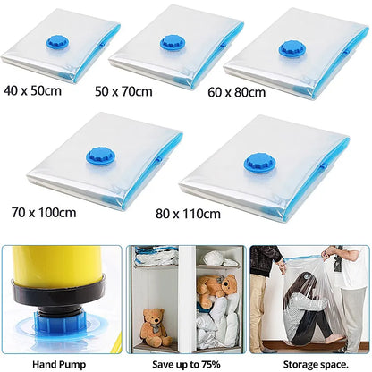5Pcs Vacuum Storage Bags - Space Saving Bags for Comforters, Clothes, Pillows, and Bedding
