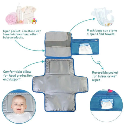 Portable Baby Diaper Changing Pad – Waterproof Travel Station with Pockets | Ideal Baby Gift