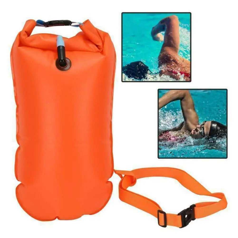 Inflatable Swimming Buoy Tow Float – Double Air Bag with Waist Belt, Dry Bag for Water Sports & Swimming Storage