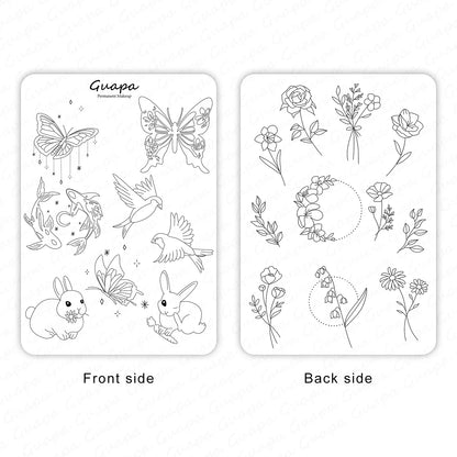 Silicone Practice Skin for Permanent Makeup — Double-Sided Latex Sheet with Brows Design for Hair Stroke Training