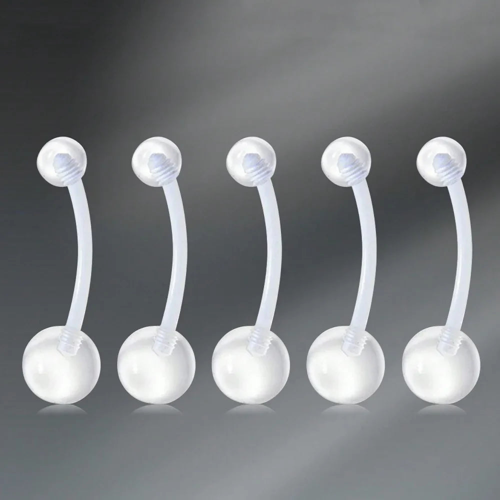 Transparent UV Acrylic Body Piercing Set – Navel, Nose, Septum, Ear & Lip Rings
