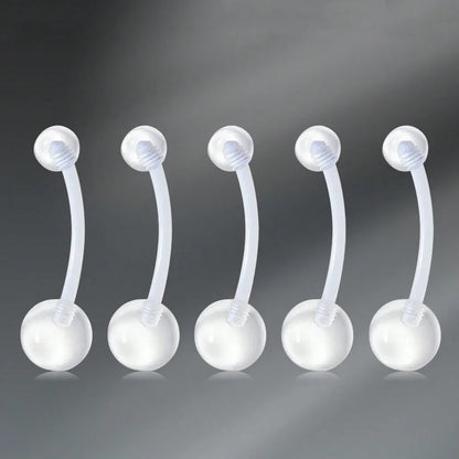 Transparent UV Acrylic Body Piercing Set – Navel, Nose, Septum, Ear & Lip Rings