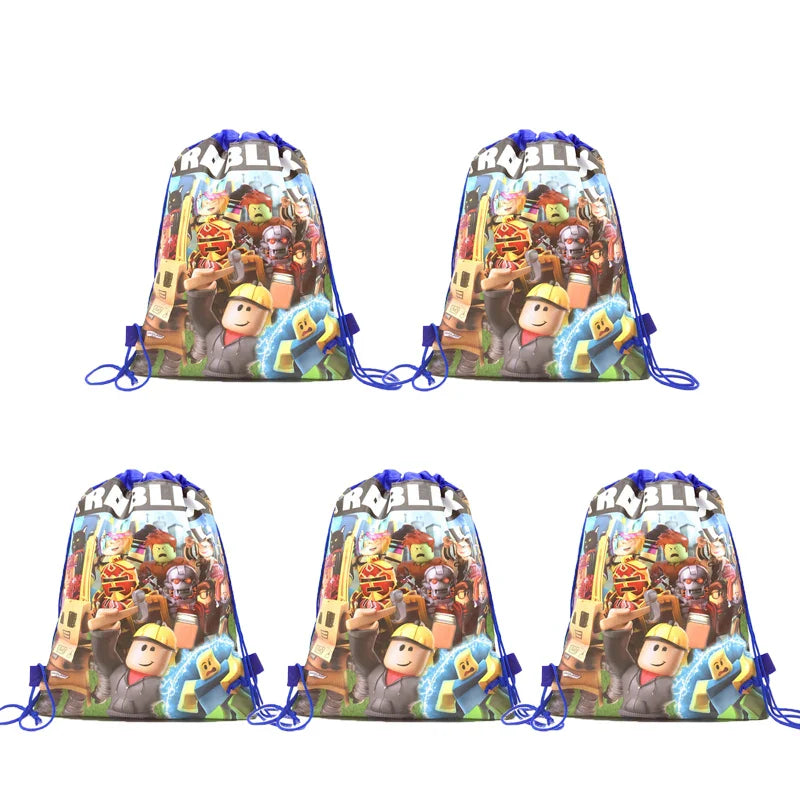 6/12/18/56PCS Roblox Drawstring Bags – Nonwoven Party Favor Bags for Kids Birthday, Baby Shower & Game Party Supplies