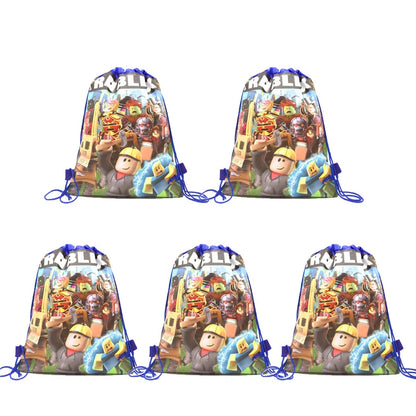 6/12/18/56PCS Roblox Drawstring Bags – Nonwoven Party Favor Bags for Kids Birthday, Baby Shower & Game Party Supplies