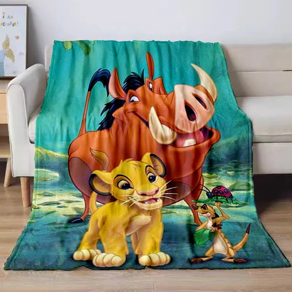 Lion King Simba Cartoon Flannel Blanket – Soft Cozy Throw for Sofa, Bed, Car, Camping, Travel & Kids Gift