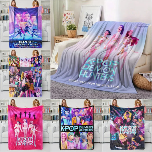 K-Pop Demon Hunters Flannel Blanket – 31 Styles Anime Throw for Home, Travel & Camping Fan Gift