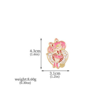 6PCS Anime Star & Moon Metal Keychains — Sailor Moon Tsukino Usagi & Luna Cat Cosplay Props, Pendant Jewelry Ornament