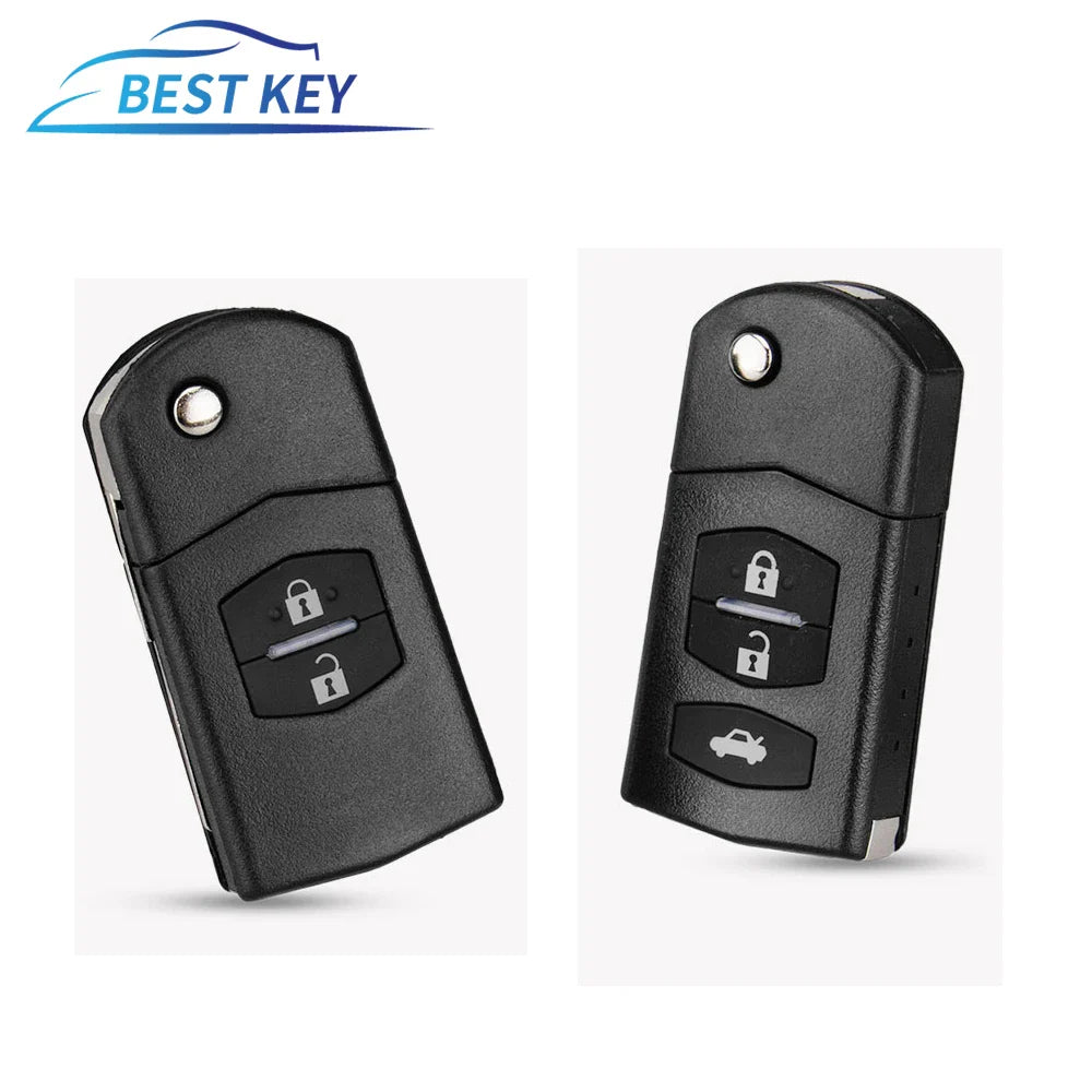 BEST KEY Flip Folding Remote Car Key Case – 2/3 Buttons for MAZDA 3, 5, 6, M6, RX8, MX5 with Uncut Blade