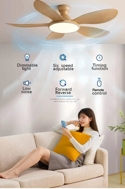52-inch Modern LED Ceiling Fan — 60W Low Floor DC Motor, 35W Light, Remote Control, 110-220V