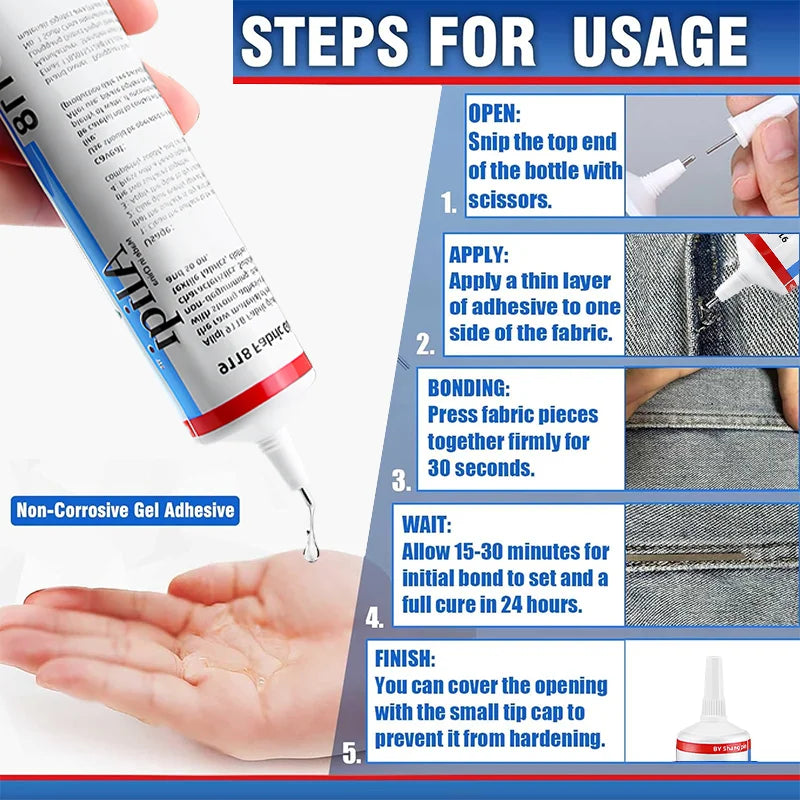 15/60ml Quick Dry Fabric Glue – Waterproof Seam Adhesive for Clothing, Textile Repair & Patching