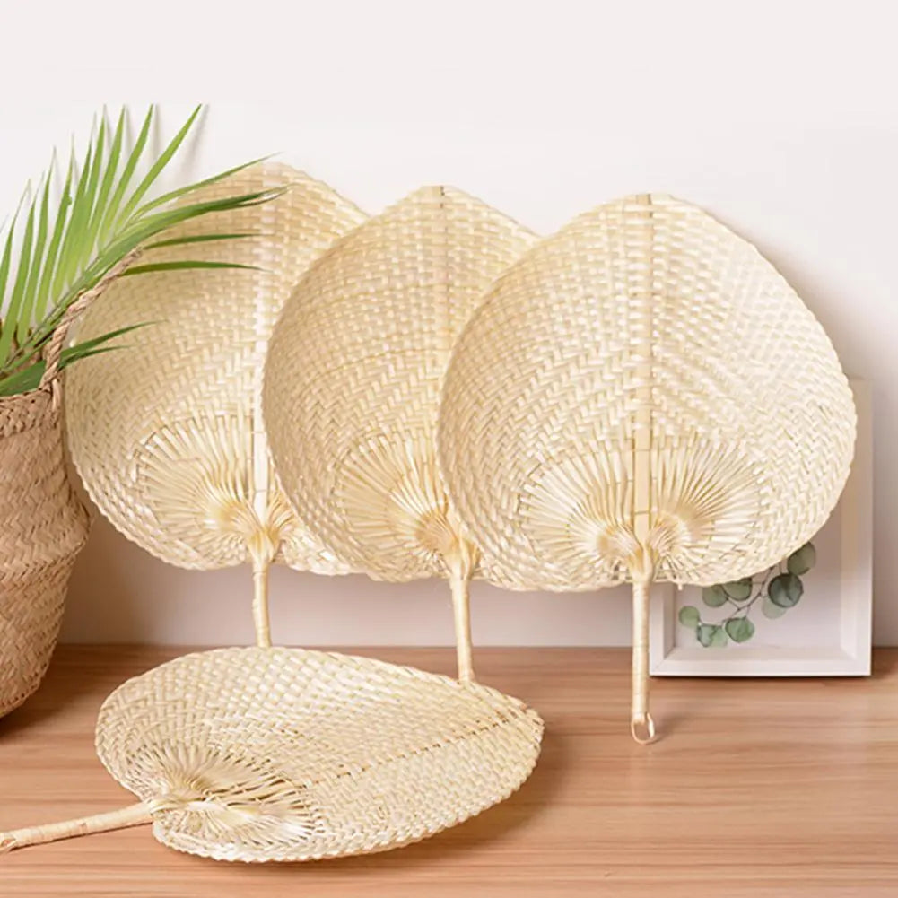 1pcs Pure Handmade DIY Heart Shaped Bamboo Woven Fan - Chinese Style Summer Cooling Fan, Mosquito Repellent Hand Fans