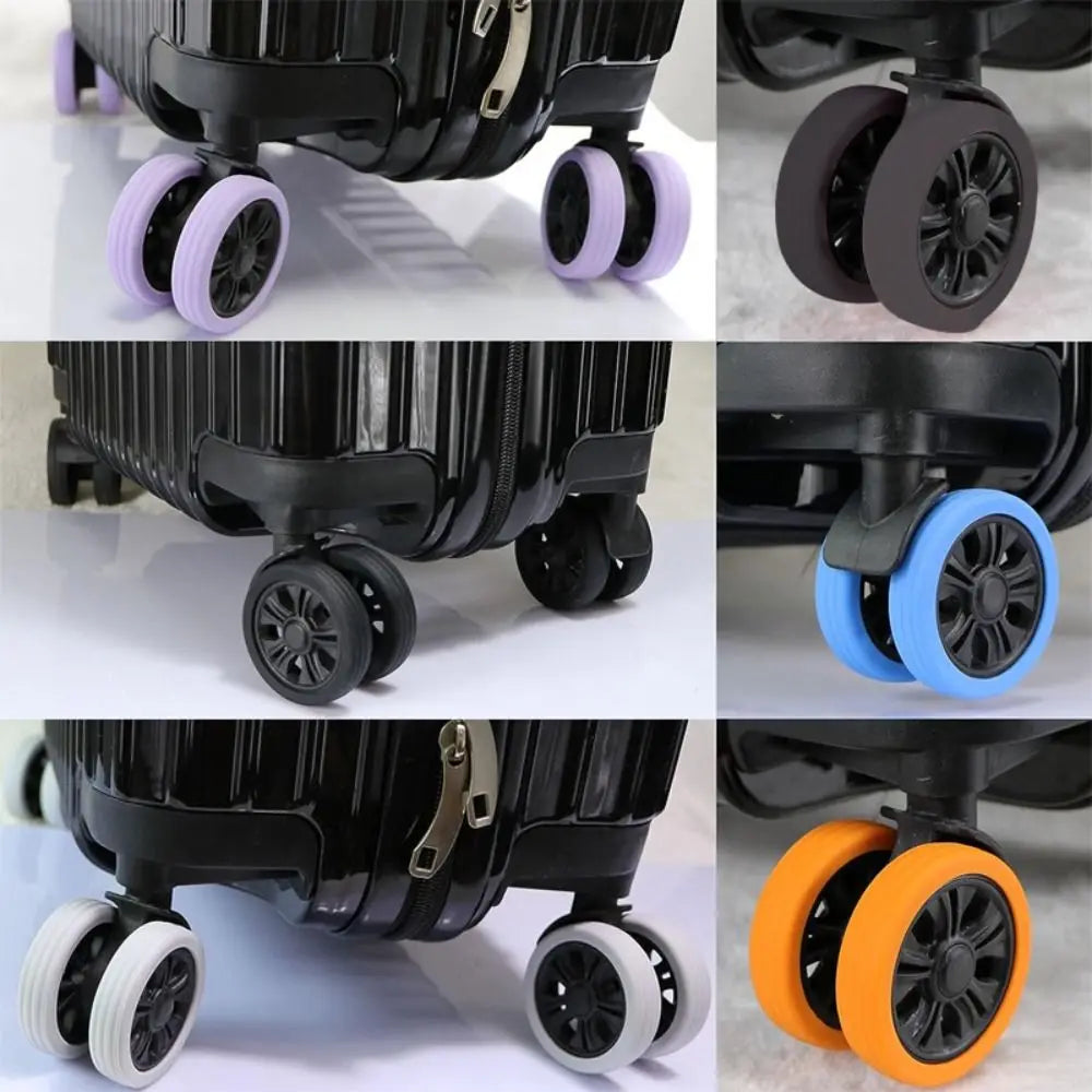 4/8PCS Travel Luggage Wheel Protectors — Noise-Reducing Caster Covers for Suitcase Trolley Boxes