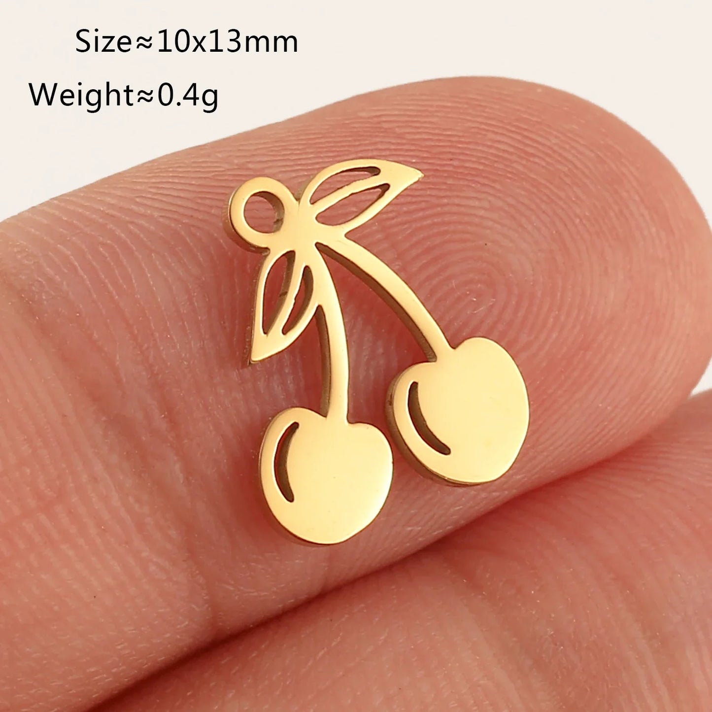 5pcs Stainless Steel Fruit Charms – Strawberry, Cherry, Pineapple & Watermelon Pendants for DIY Bracelets & Necklace Jewelry Making