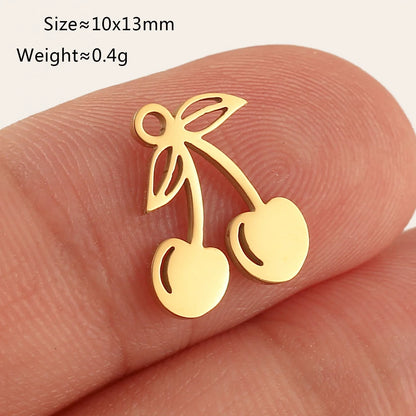 5pcs Stainless Steel Fruit Charms – Strawberry, Cherry, Pineapple & Watermelon Pendants for DIY Bracelets & Necklace Jewelry Making