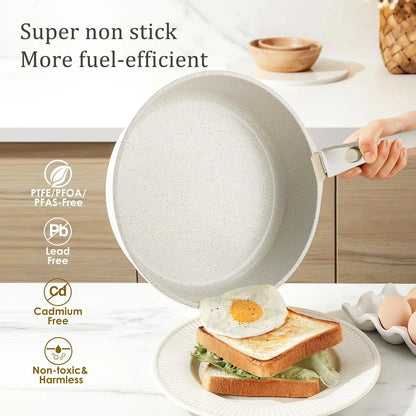 DONNOR Safe Nonstick Kitchen Cookware Set - Oven Safe Pots and Pans with Removable Handles