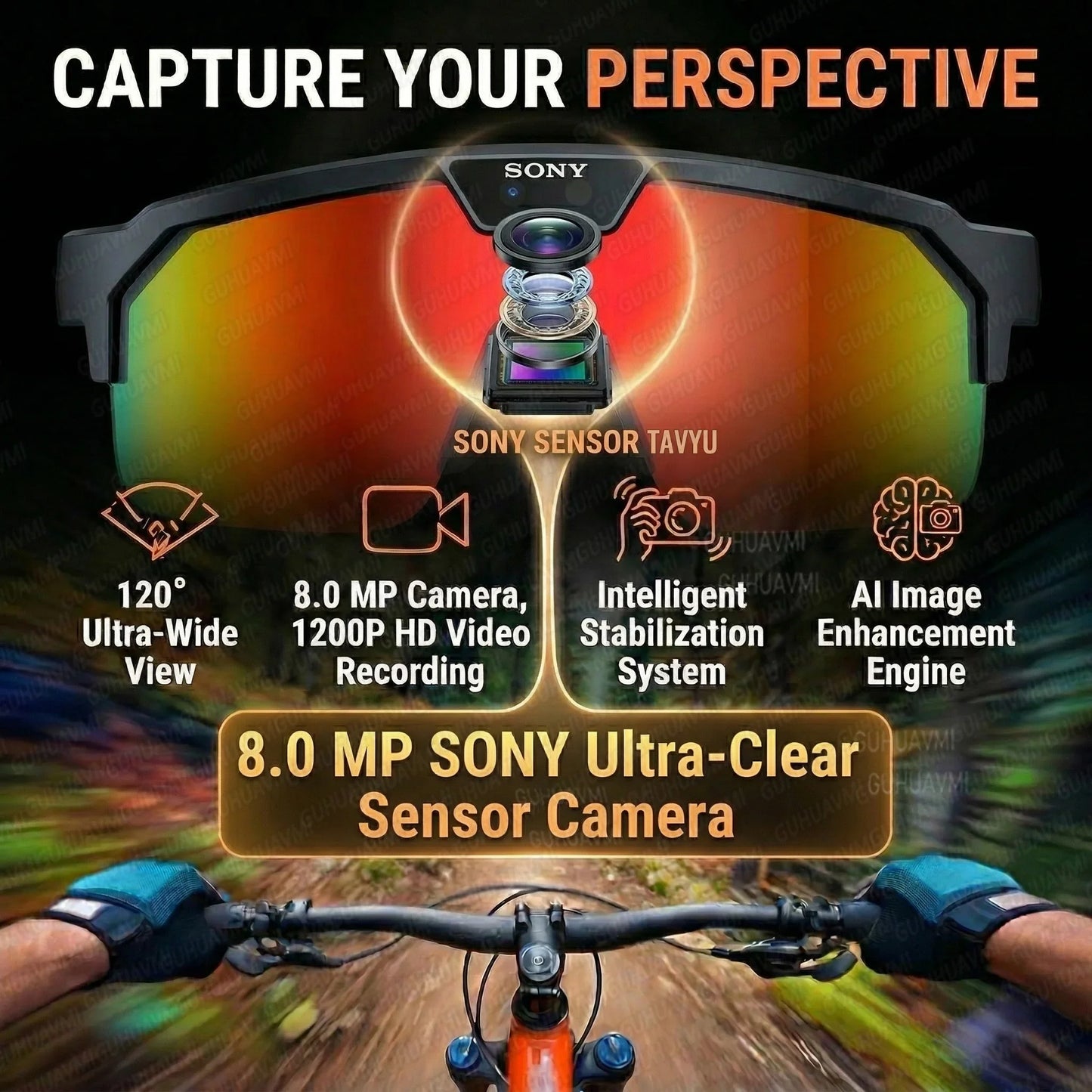 AI Smart Sports Camera Glasses - HD Anti-Shake Recording Sunglasses for Cycling, Riding & Outdoor Activities