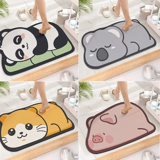 Cute Diatom Super Absorbent Bathroom Mat – Cartoon Non-Slip Mud Toilet Pad, Quick-Drying Floor Mat