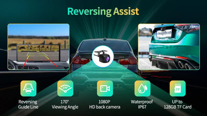 11.3" Imagebon H50 Dash Cam 4K - ADAS, Wireless CarPlay & Android Auto, 3-Channel Recording, Time Lapse & 24H Park Monitor