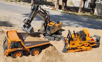 4WD RC Excavator Alloy Dump Truck Bulldozer | Remote Control Construction Vehicle Toy for Kids