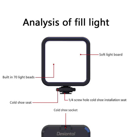 Mini RGB Portable LED Fill Light – Adjustable Hot Shoe Light for Live Photography & Mobile Cameras