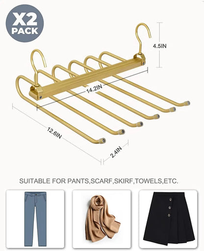 6-Layer Aluminum Pants Hanger – Space-Saving Heavy-Duty Organizer for Jeans, Skirts & Trousers