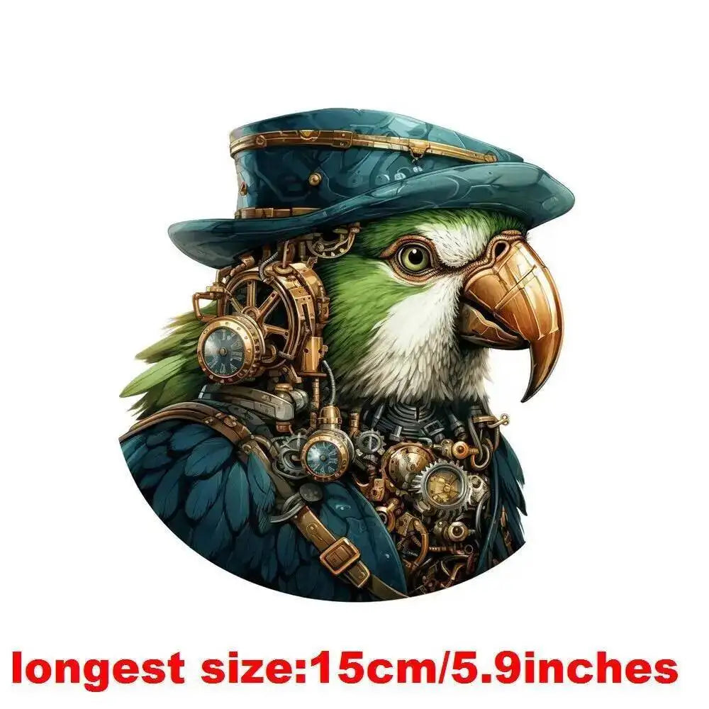 15cm Kids Steampunk Lion Iron-On Patch – Animal Heat Transfer Sticker for DIY Clothing, Apparel & Fabric Decoration Print