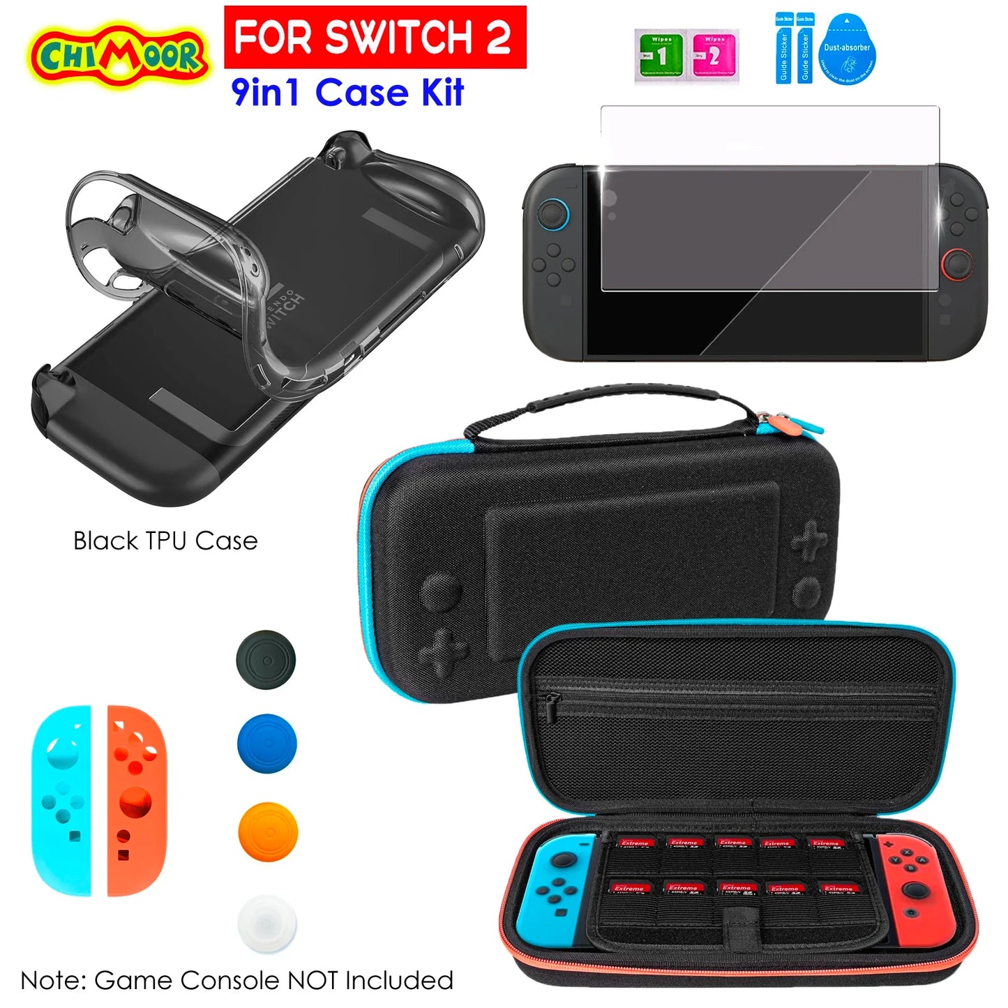 Protective Case Kit for Nintendo Switch 2 (2025) — Clear TPU Cover, Anti-Scratch, Shock-Absorption, Ergonomic Grip Design