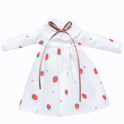 Blythe Doll Clothes – Wine Red & White Princess Dress with Lace for YMY, Licca, Azone OB24/OB27 Dolls