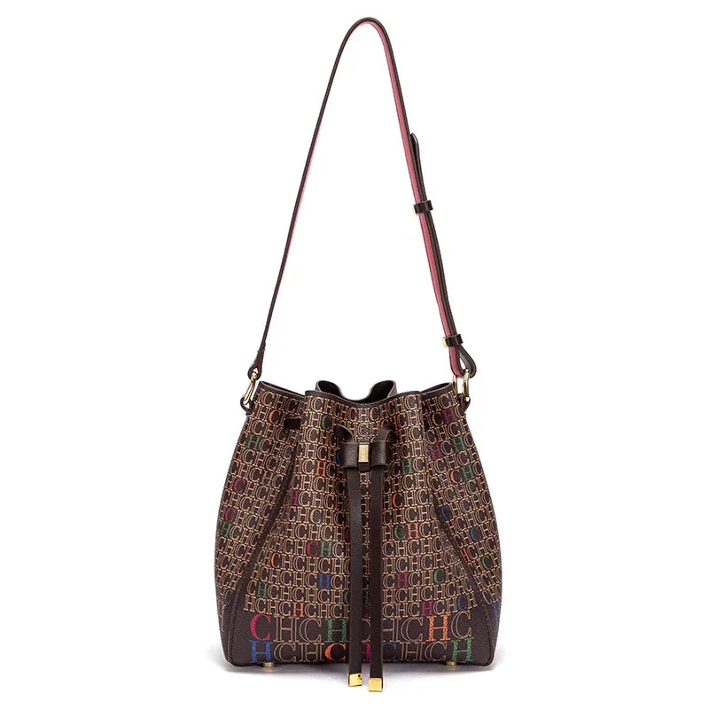 Luxury Women’s Bucket Handbag — Classic Designer Shoulder Bag with Fashion Print, Stylish Wallet for Women
