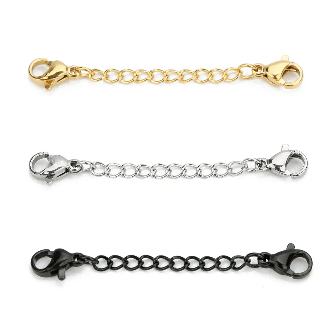 Louleur 5PCS Stainless Steel Necklace Extender Chains – Lobster Clasp Extension Tail Chains for DIY Bracelets & Jewelry
