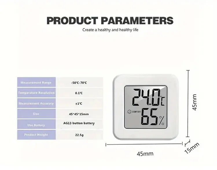 Indoor Mini Temperature & Humidity Meter – Portable Digital Display for Bedroom & Home