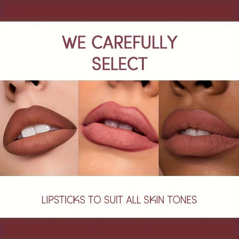 USHAS 12-Color Matte Lipstick & Lip Liner Set – Long-Lasting, Waterproof, Non-Stick Easy Coloring Lip Makeup Kit