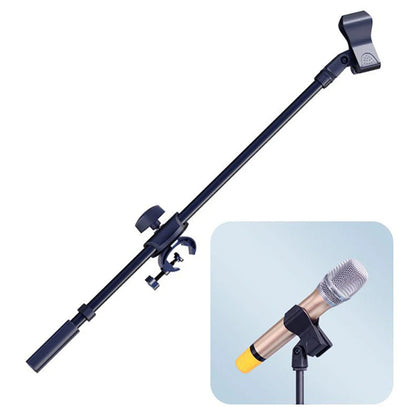 55CM Rotating Microphone Stand - Crossbar Arms with Mic Clip, Phone Holder, Extension Bracket, 3/8 Thread Cross Bar