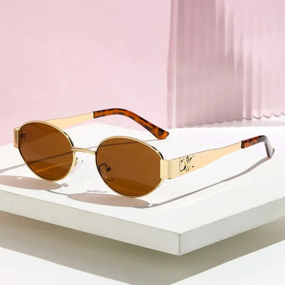 Luxury Metal Brand Sunglasses for Men & Women – Unisex Designer Oval Fashion Eyewear UV400 Shades