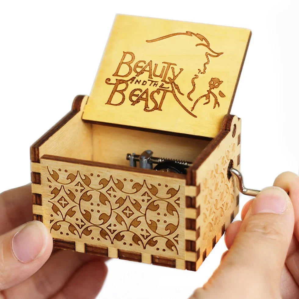 Wooden Hand Crank Jurassic Park Music Box – Classic Theme Melody Gift for Kids & Collectors