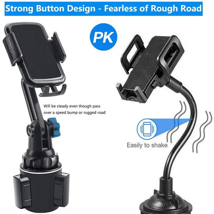 Universal Adjustable Car Cup Phone Mount | Cellphone Holder Stand for iPhone 14, 13, 12 Pro Max, Huawei, Samsung