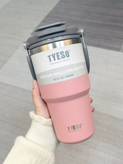 Tyeso Double-Layer Insulated Coffee Cup – Large Capacity Portable Stainless Steel Ice Cream Cup